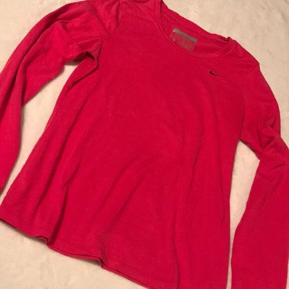 NIKE Long Sleeve Sports Tee Bright Pink - Size S - Picture 1 of 10